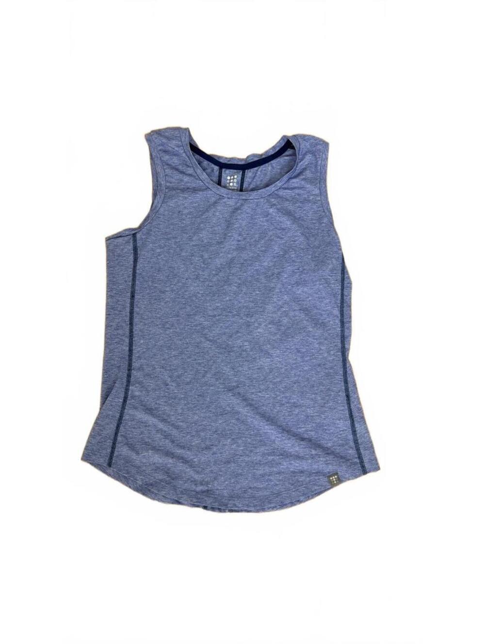 Title Nine Athletic Tank Top Heather Slate Blue Running Hike Curved Hem Medium M